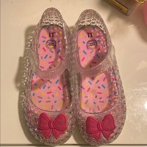 wonder nation Clear Glitter Jelly Mary Janes with Pink Bow